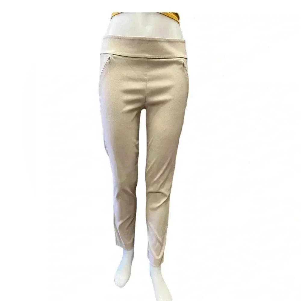 Le Chateau Pull On Mid Rise Oatmeal Slacks Pants Size 8